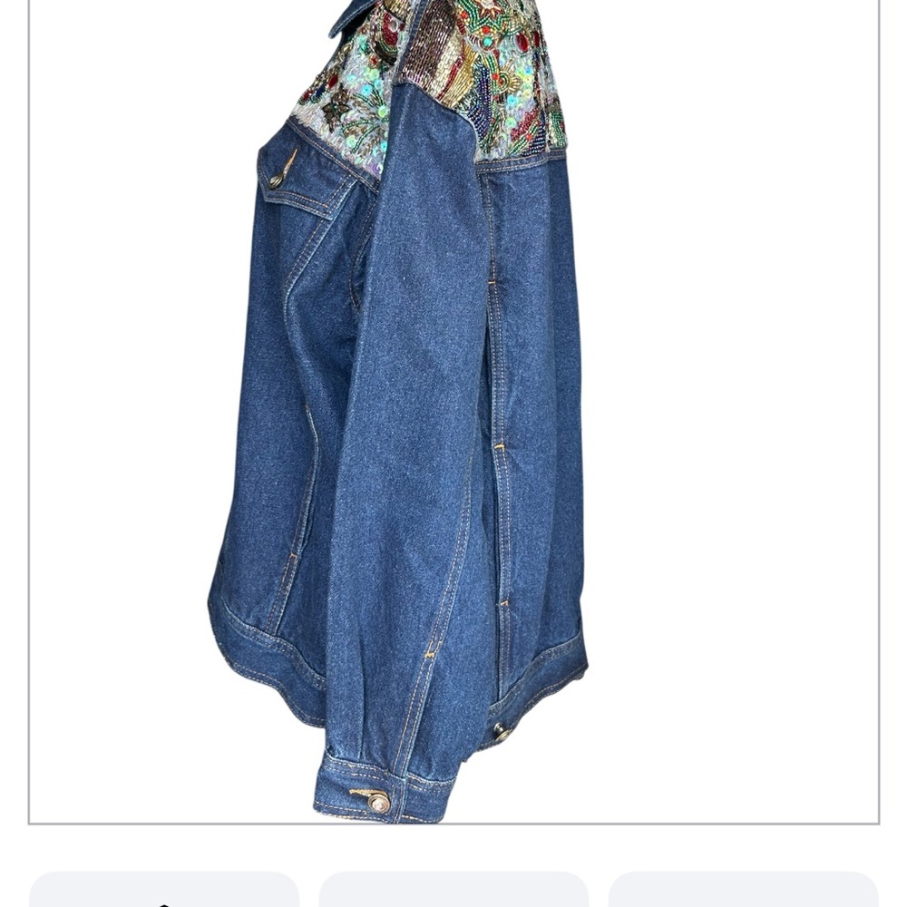 Vintage 1991 Ib Diffusion Sequin Beaded Denim Jea… - image 2